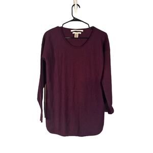 Max Studio Maroon Long Sleeve Scoop Neck Merino Wool Knit Sweater Women Sz L